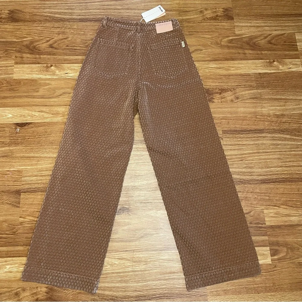 Fabrique Hilda Geometric Texture Baggy Jeans Faded Jacquard Denim - Picture 7 of 8